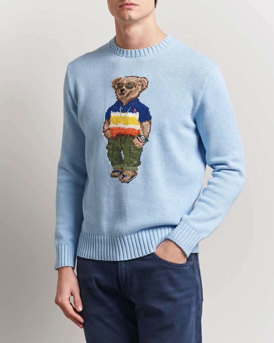 Hombres | Jerséis y prendas de punto | Polo Ralph Lauren | Cotton Knitted Bear Sweatshirt Ocean Pearl Blue