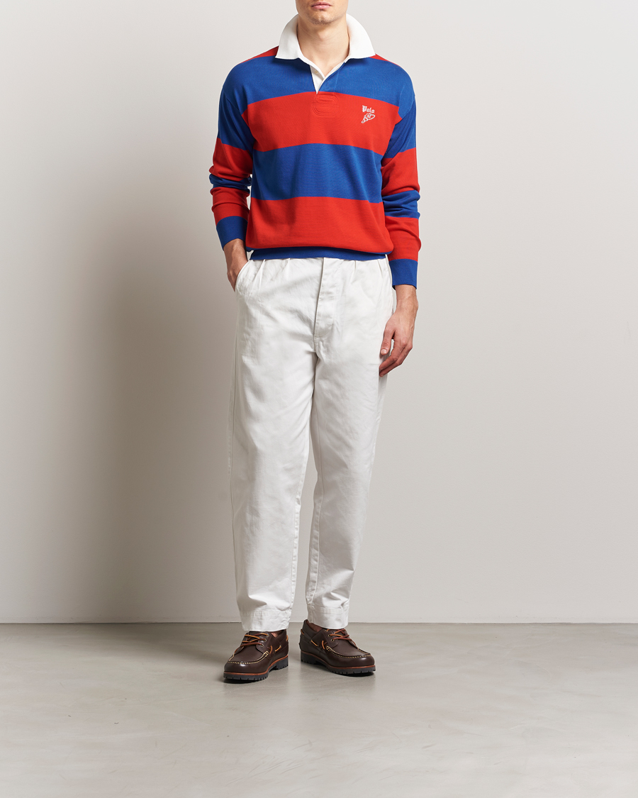 Hombres | Jerséis y prendas de punto | Polo Ralph Lauren | Knitted Striped Rugby Blue/Red