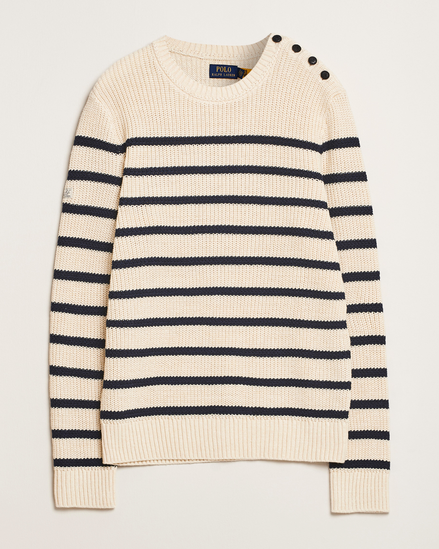 Hombres | Jerséis y prendas de punto | Polo Ralph Lauren | Cotton/Linen Striped Sweater Cream/Navy