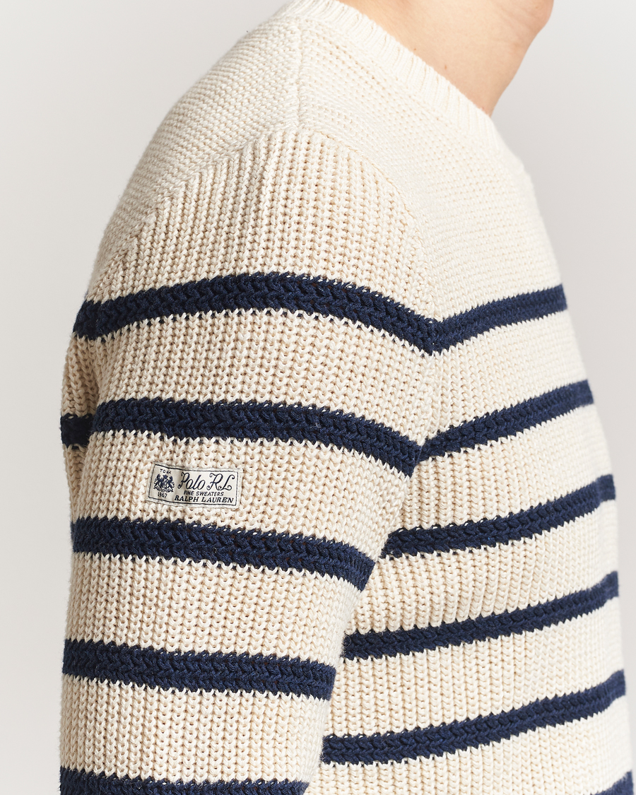 Hombres | Jerséis y prendas de punto | Polo Ralph Lauren | Cotton/Linen Striped Sweater Cream/Navy