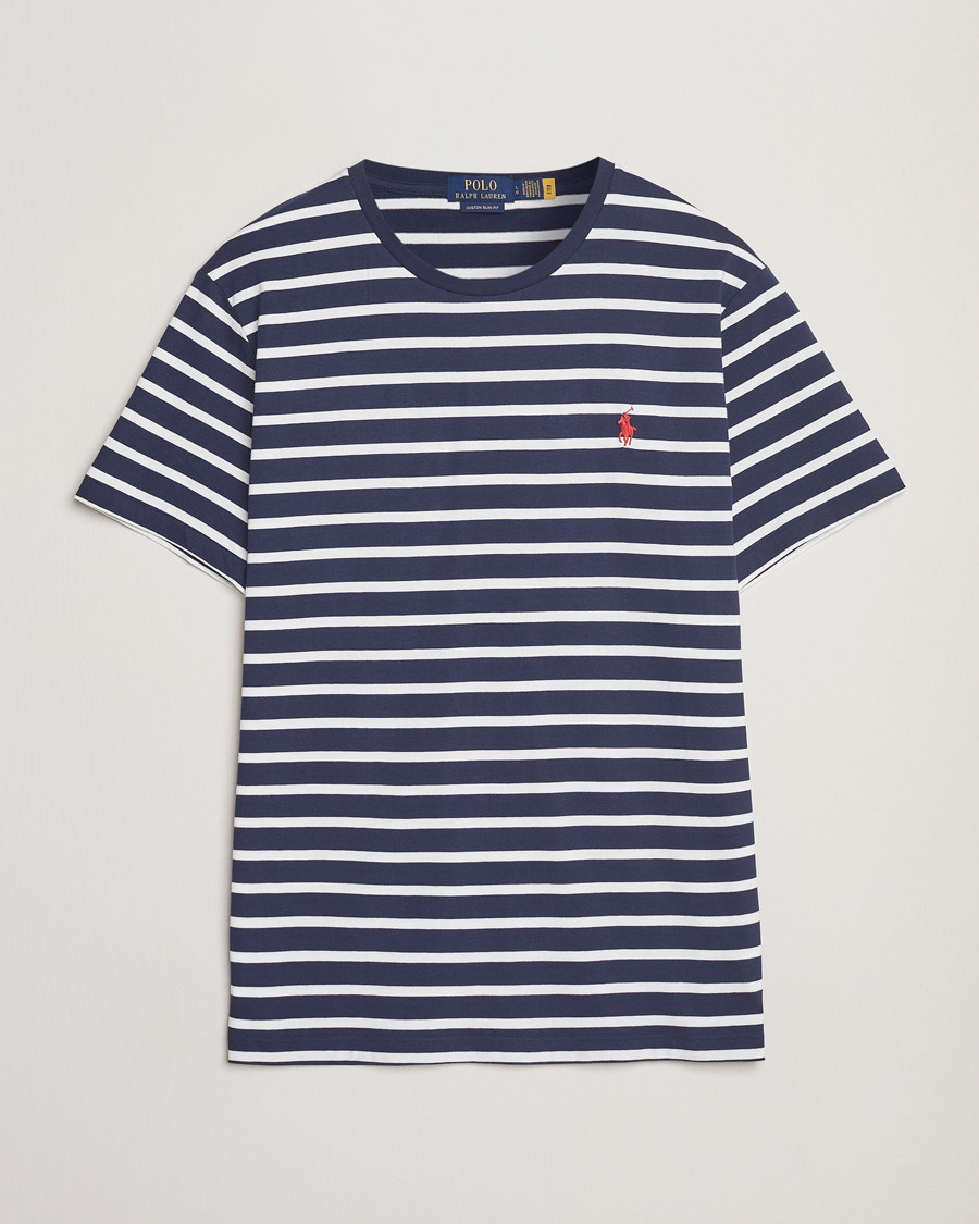 Hombres | Camisetas | Polo Ralph Lauren | Custom Slim Fit Striped T-Shirt Newport Navy/White