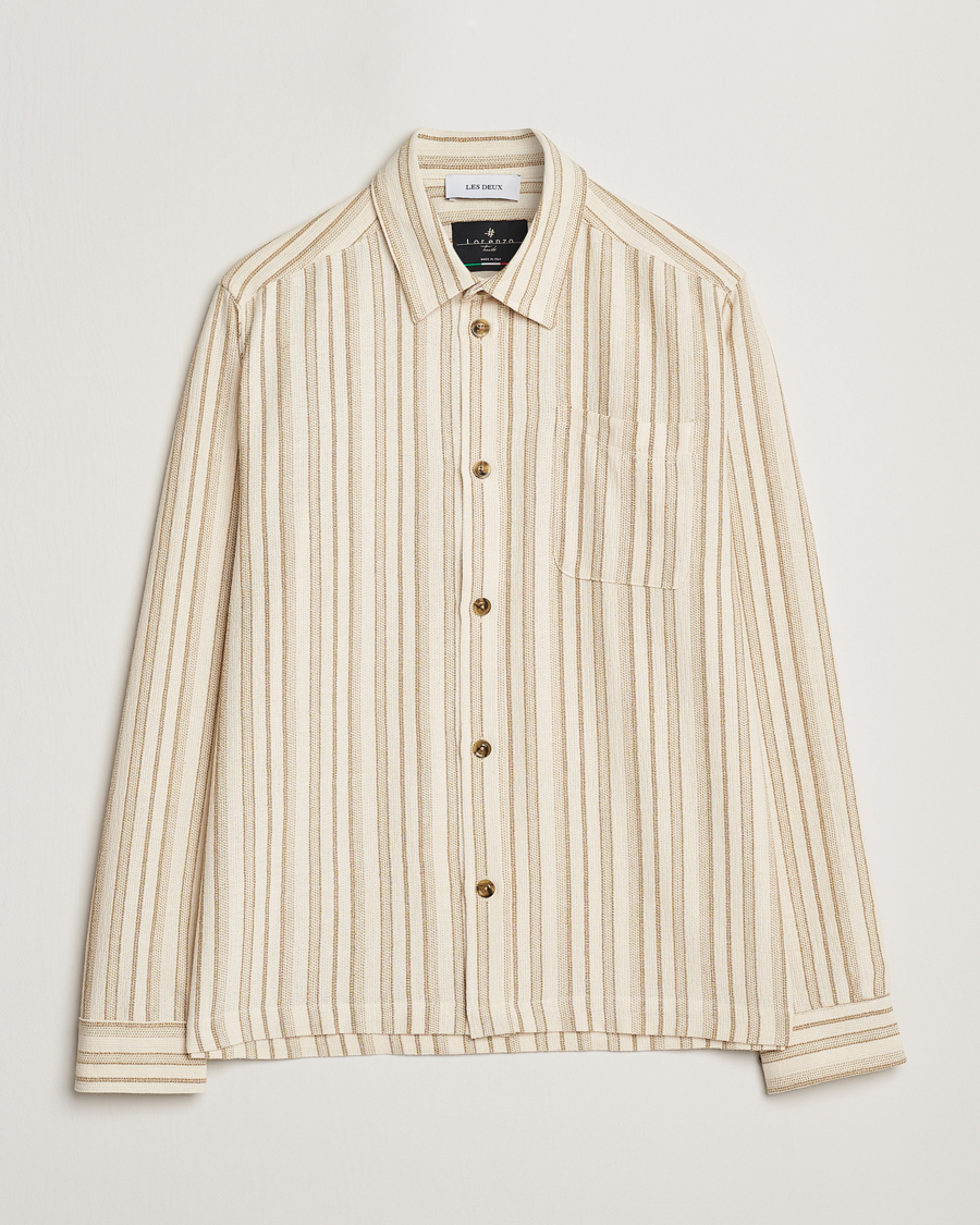Hombres | Camisas | LES DEUX | Shane Stripe Cotton Overshirt Ivory