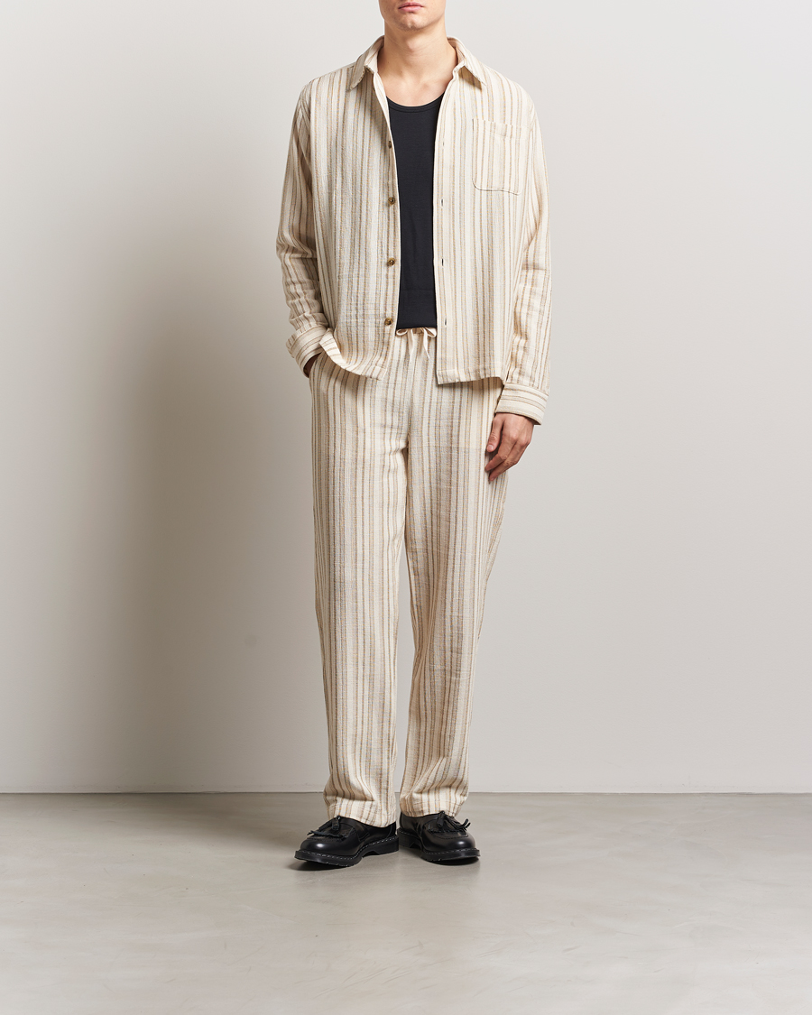 Hombres | Camisas | LES DEUX | Shane Stripe Cotton Overshirt Ivory