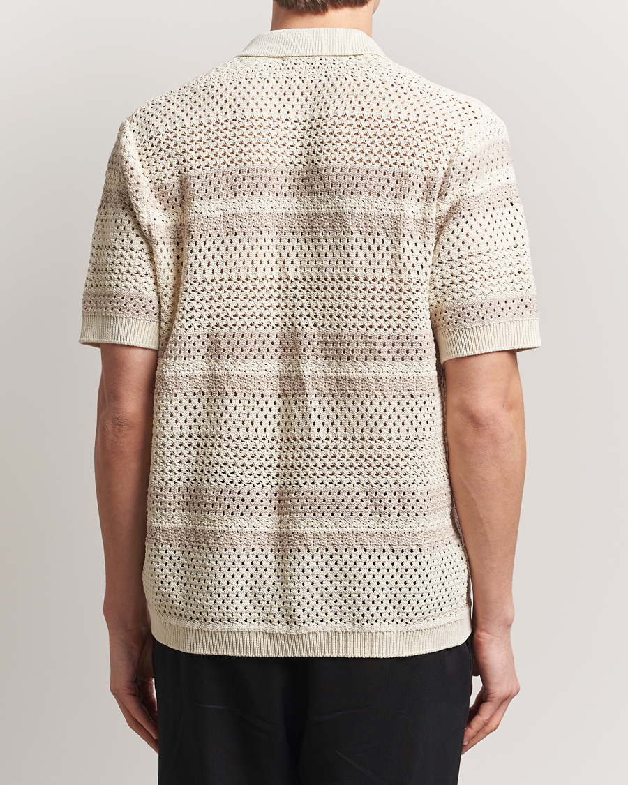 Hombres | Camisas | LES DEUX | Gianni Striped Knitted Short Sleeve Shirt Ivory