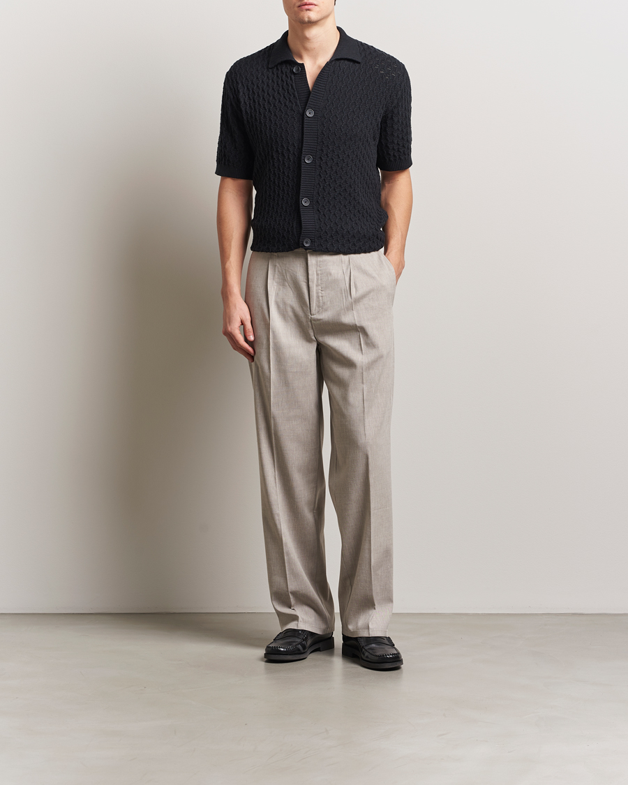 Hombres | Camisas | LES DEUX | Gespertus Knitted Short Sleeve Shirt Black