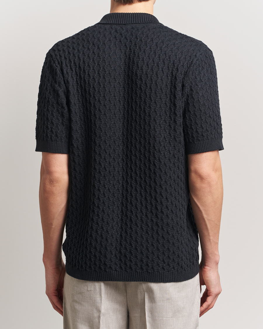 Hombres | Camisas | LES DEUX | Gespertus Knitted Short Sleeve Shirt Black