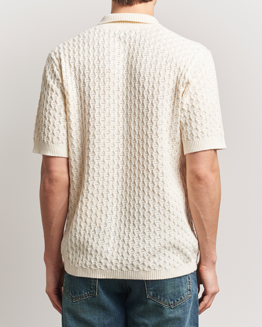 Hombres | Camisas | LES DEUX | Gespertus Knitted Short Sleeve Shirt Ivory