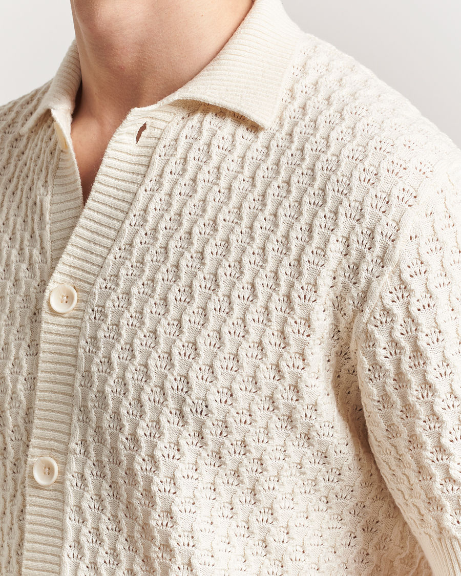 Hombres | Camisas | LES DEUX | Gespertus Knitted Short Sleeve Shirt Ivory
