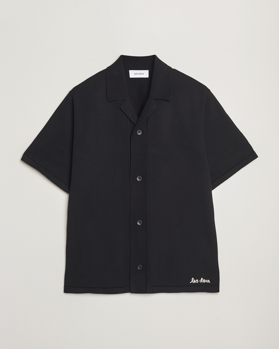 Hombres | Camisas | LES DEUX | Geoffery Short Sleeve Knitted Shirt Black