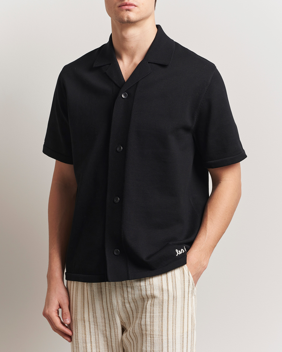 Hombres | Camisas | LES DEUX | Geoffery Short Sleeve Knitted Shirt Black