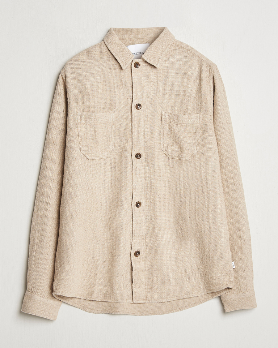 Hombres | Camisas | LES DEUX | Hamilton Viscose/Linen Overshirt Light Sand