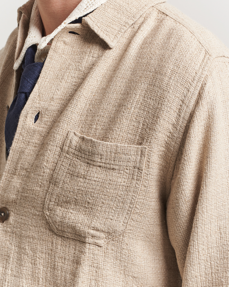 Hombres | Camisas | LES DEUX | Hamilton Viscose/Linen Overshirt Light Sand