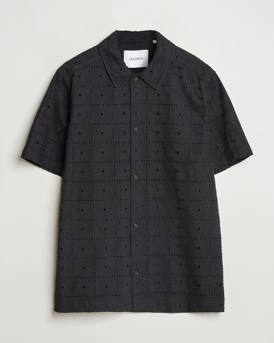 Hombres | Camisas | LES DEUX | Hector Anglaise Short Sleeve Shirt Black