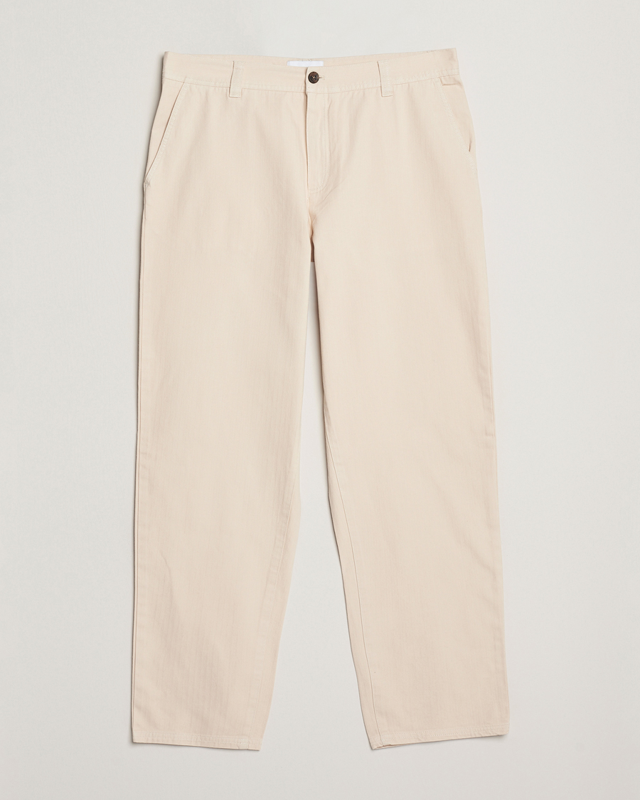 Hombres | Pantalones | LES DEUX | Cody Cotton Herringbone Pants Ivory