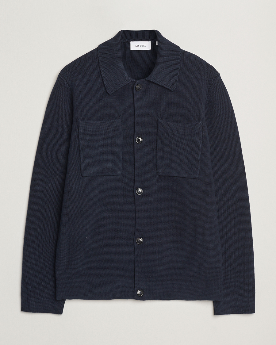 Hombres | Jerséis y prendas de punto | LES DEUX | Fisher Cotton Milano Overshirt Navy