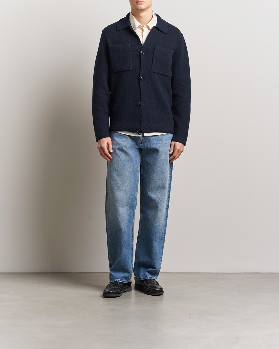 Hombres | Jerséis y prendas de punto | LES DEUX | Fisher Cotton Milano Overshirt Navy