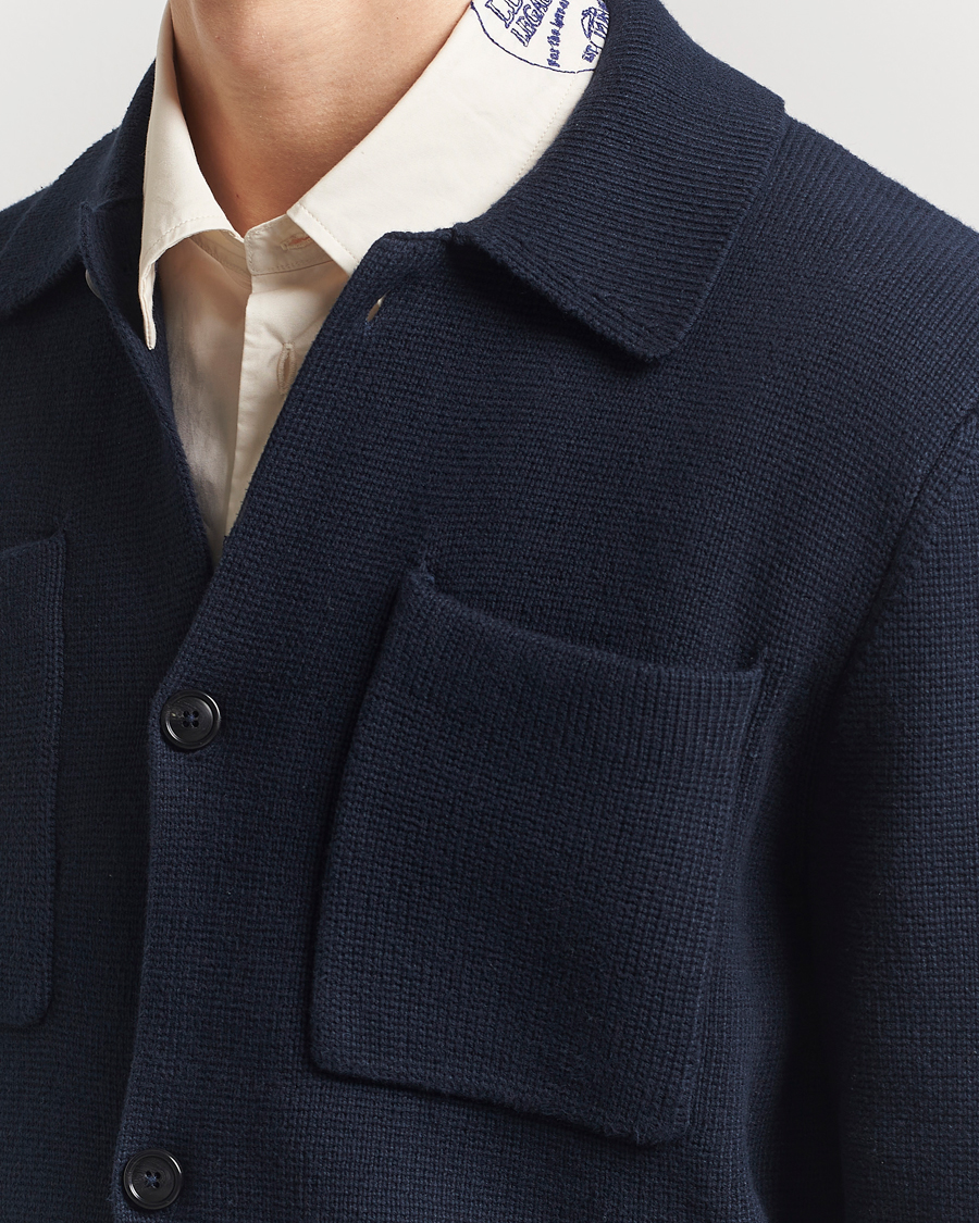 Hombres | Jerséis y prendas de punto | LES DEUX | Fisher Cotton Milano Overshirt Navy