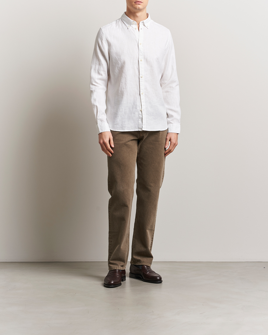 Hombres | Camisas | LES DEUX | Kristian Linen Shirt White