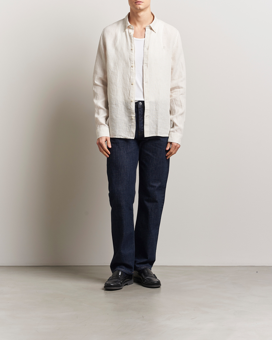 Hombres | Camisas | LES DEUX | Kristian Linen Shirt Ivory/Walnut