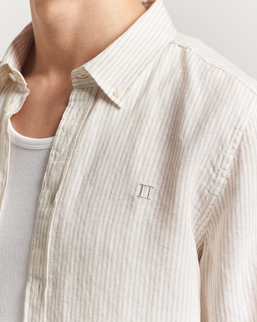 Hombres | Camisas | LES DEUX | Kristian Linen Shirt Ivory/Walnut