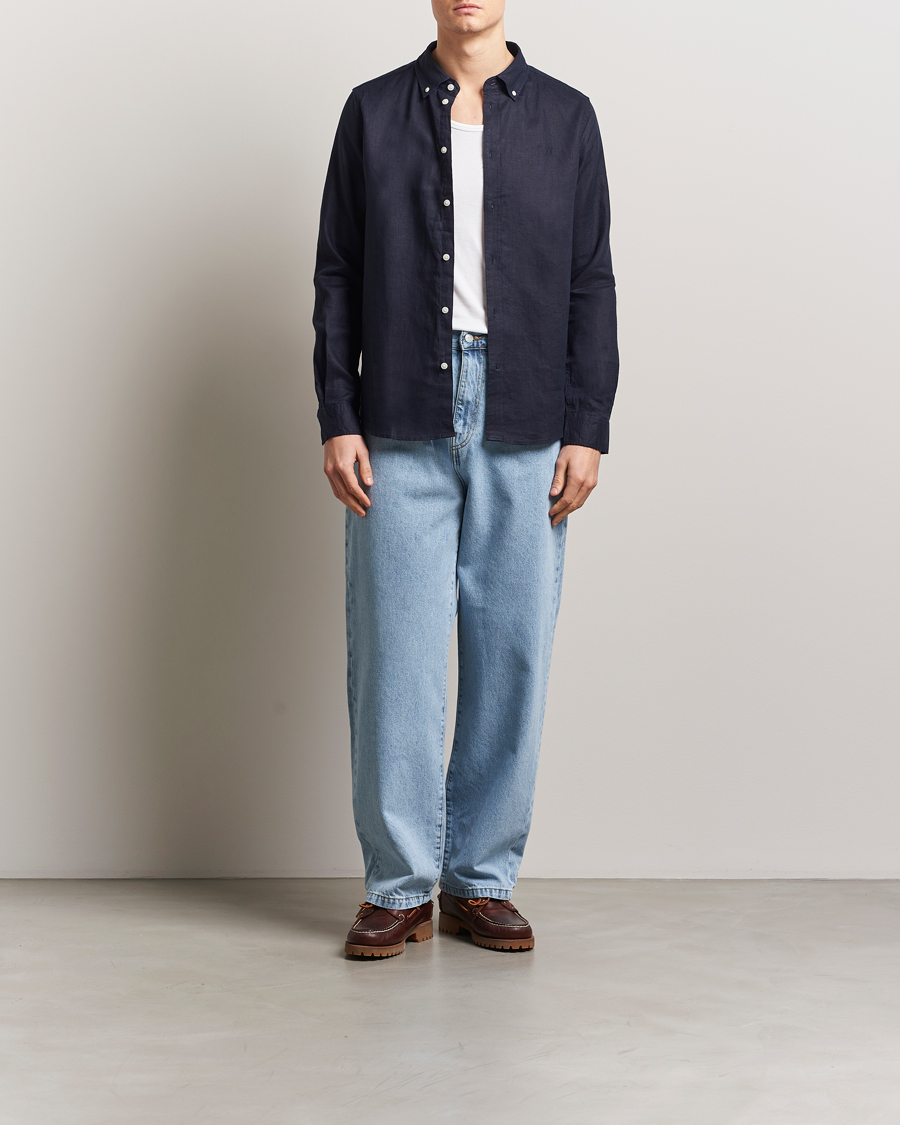 Hombres | Camisas | LES DEUX | Kristian Linen Shirt Navy