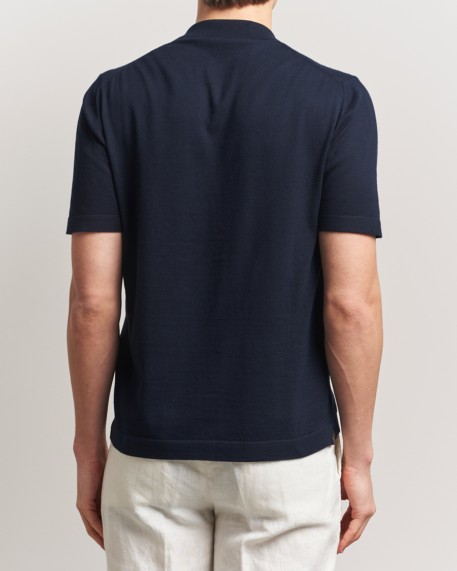 Hombres | Camisas | Altea | Jacquard Knit Camp Shirt Navy