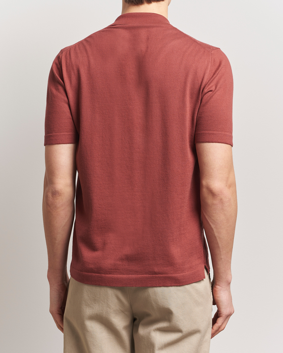 Hombres | Camisas | Altea | Jacquard Knit Camp Shirt Burgundy