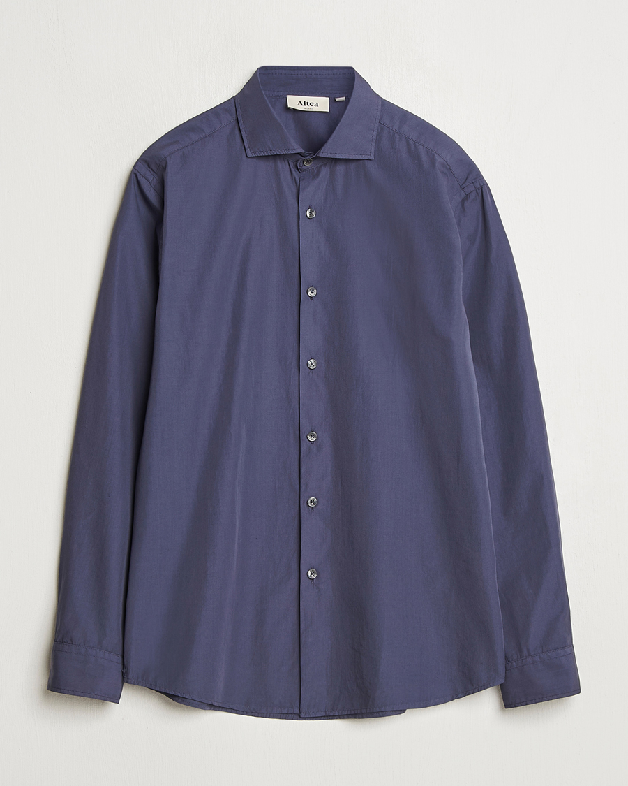 Hombres | Camisas | Altea | Washed Poplin Sport Shirt Dark Blue