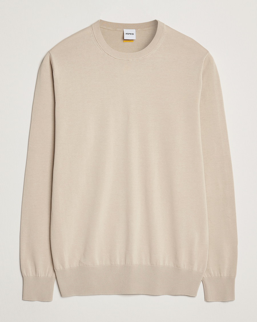 Hombres | Jerséis y prendas de punto | Aspesi | Rib Cotton Crew Neck Beige