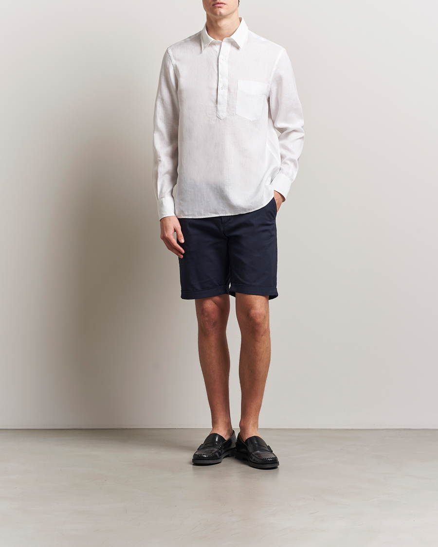 Hombres | Camisas | Aspesi | Linen Popover Shirt White