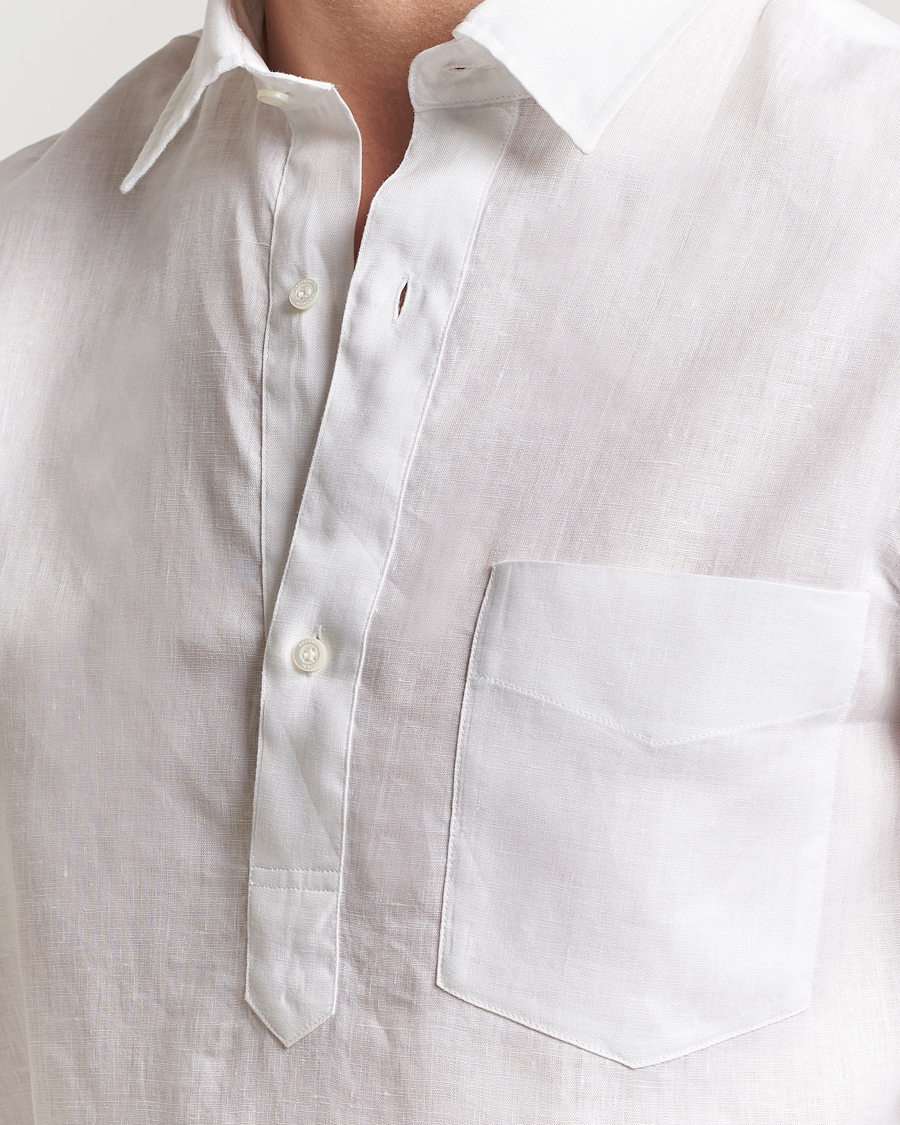 Hombres | Camisas | Aspesi | Linen Popover Shirt White