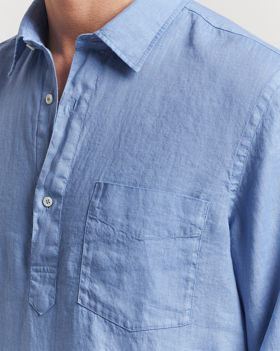 Hombres | Camisas | Aspesi | Linen Popover Shirt Azzurro