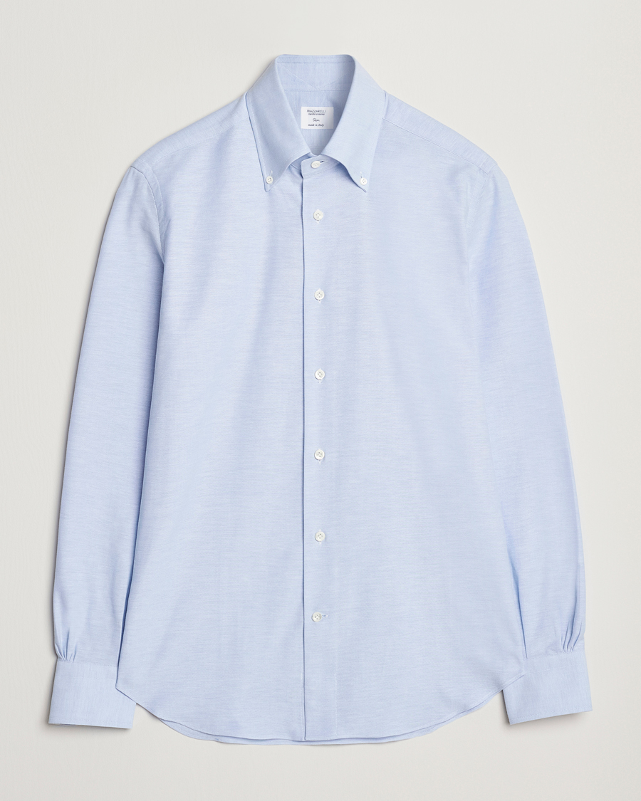 Hombres | Camisas | Mazzarelli | Soft Oxford Button Down Shirt Light Blue