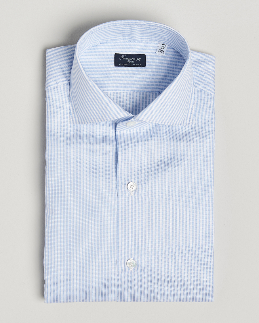 Hombres | Camisas | Finamore Napoli | Milano Slim Royal Oxford Dress Shirt Blue Stripe