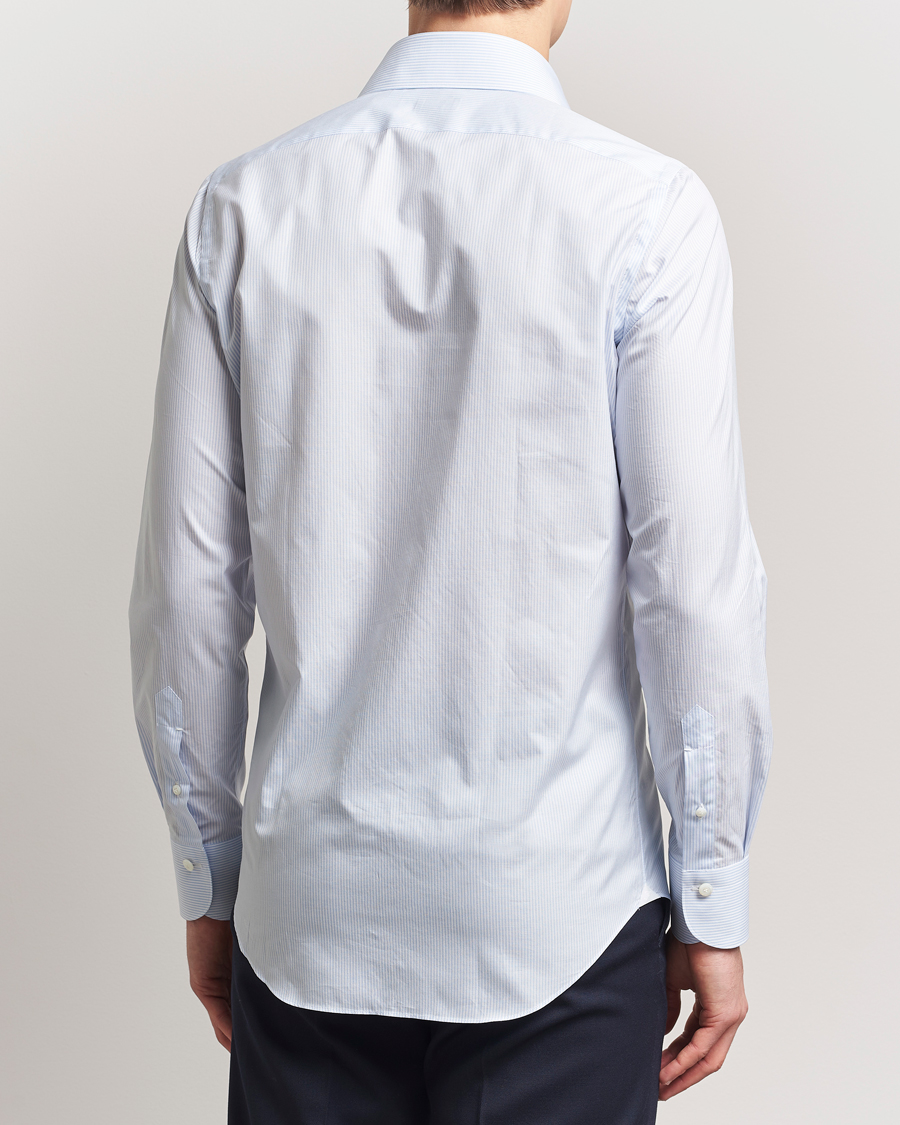 Hombres | Camisas | Finamore Napoli | Milano Slim Zephyr Stripe Shirt Light Blue