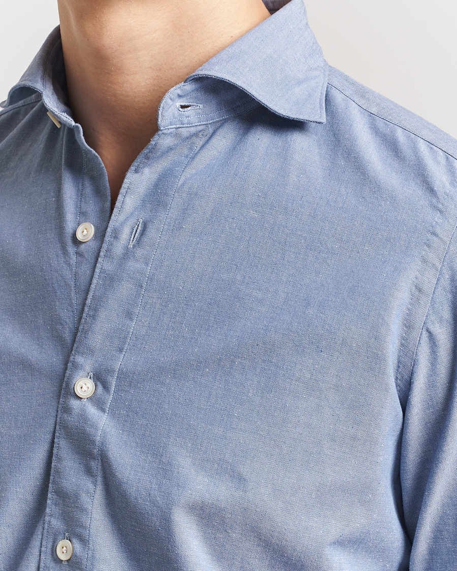 Hombres | Camisas | Finamore Napoli | Gaeta Chambray Shirt Blue