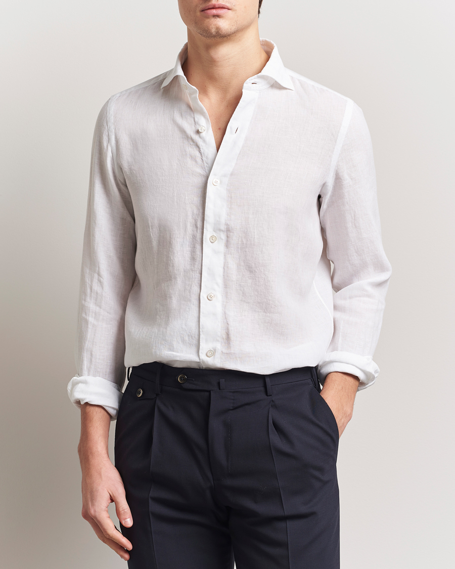 Hombres | Camisas | Finamore Napoli | Gaeta Linen Shirt White