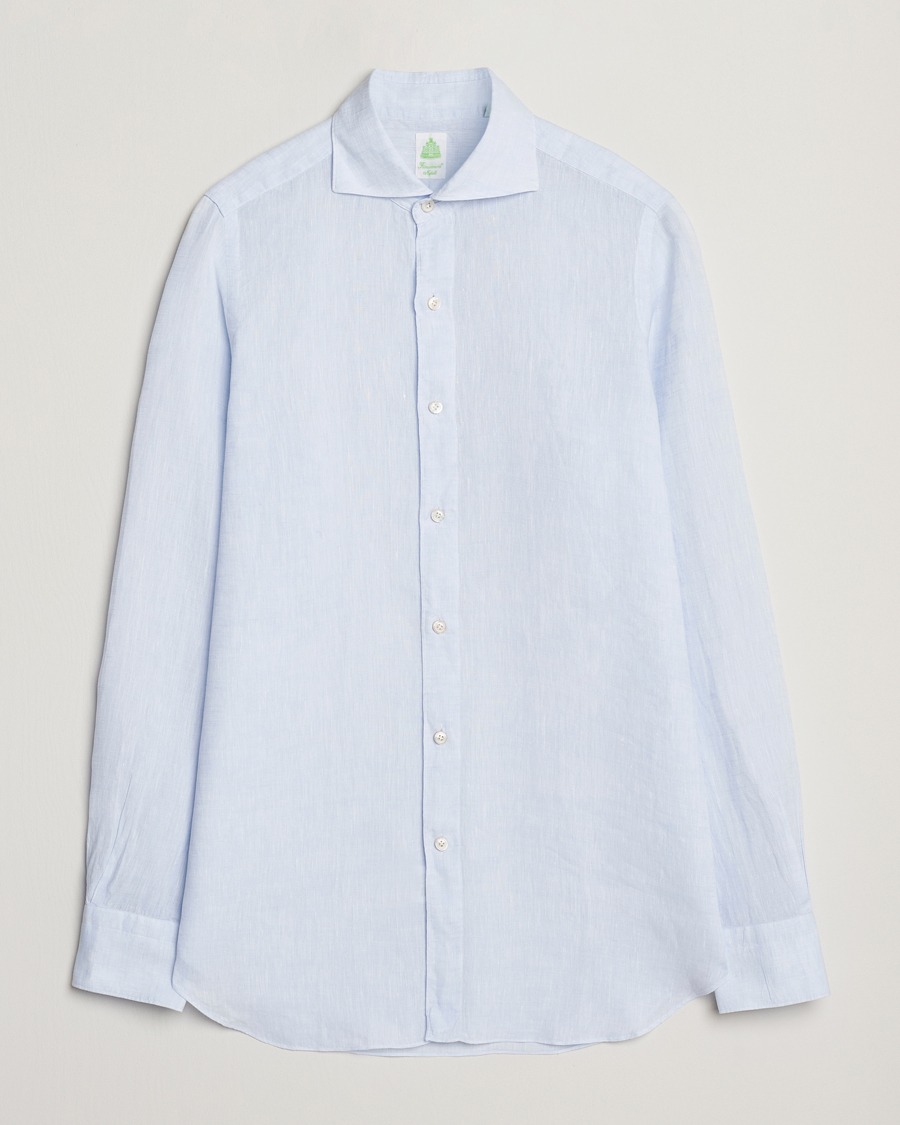 Hombres | Camisas | Finamore Napoli | Gaeta Linen Shirt Light Blue