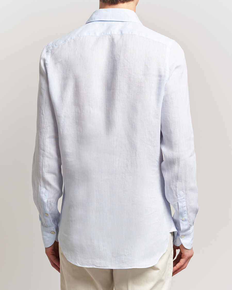 Hombres | Camisas | Finamore Napoli | Gaeta Linen Shirt Light Blue