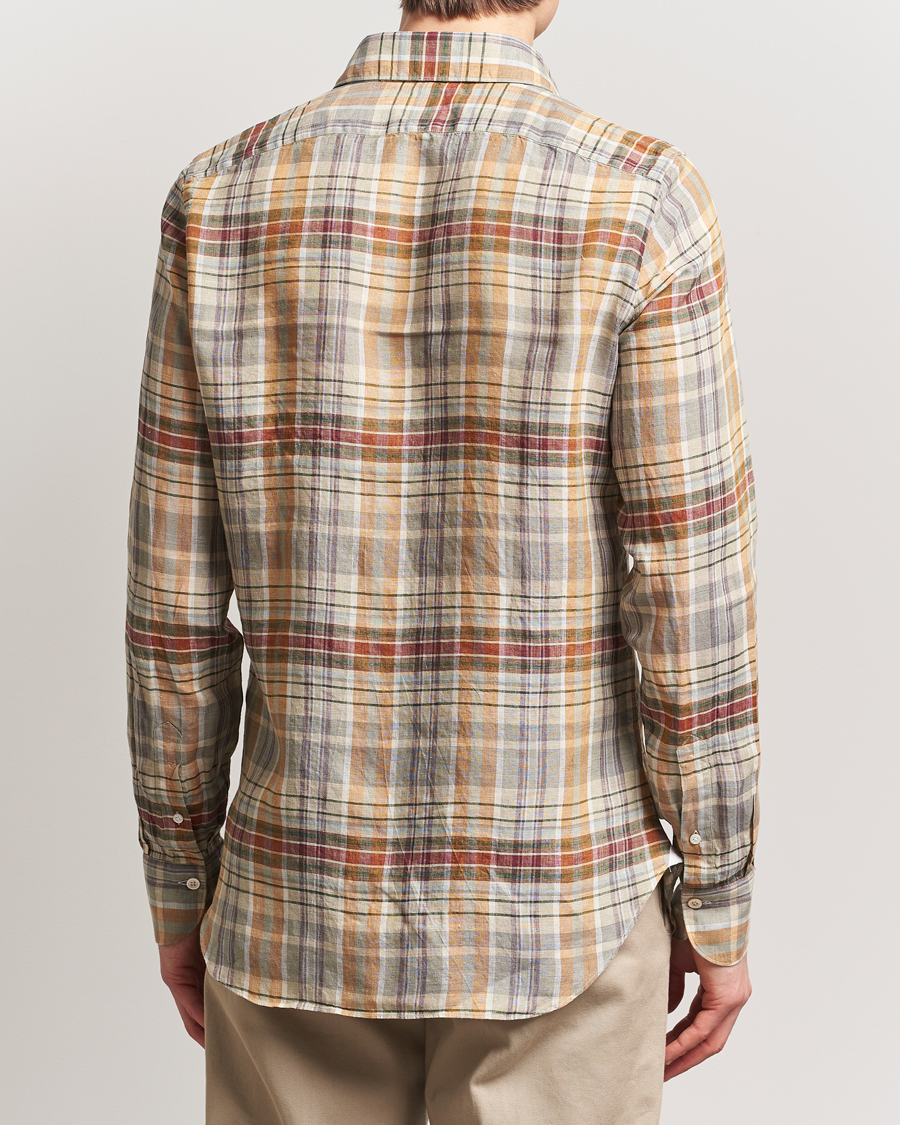 Hombres | Camisas | Finamore Napoli | Gaeta Linen Shirt Beige Check