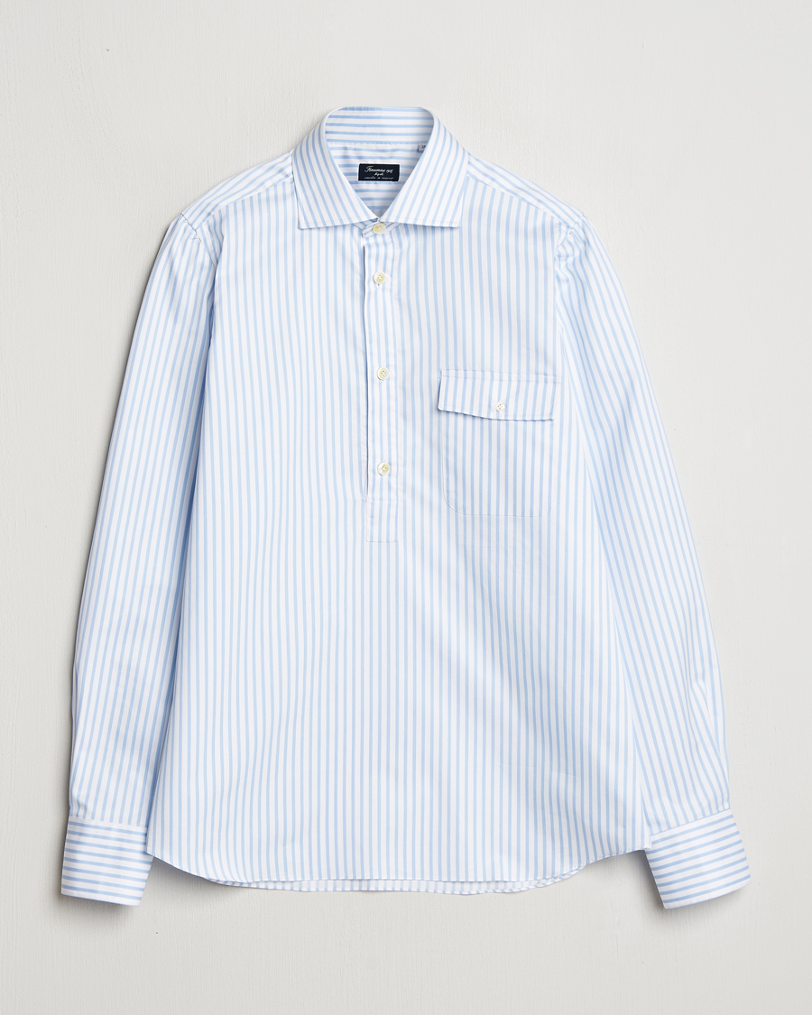 Hombres | Camisas | Finamore Napoli | Porto Popover Shirt Light Blue