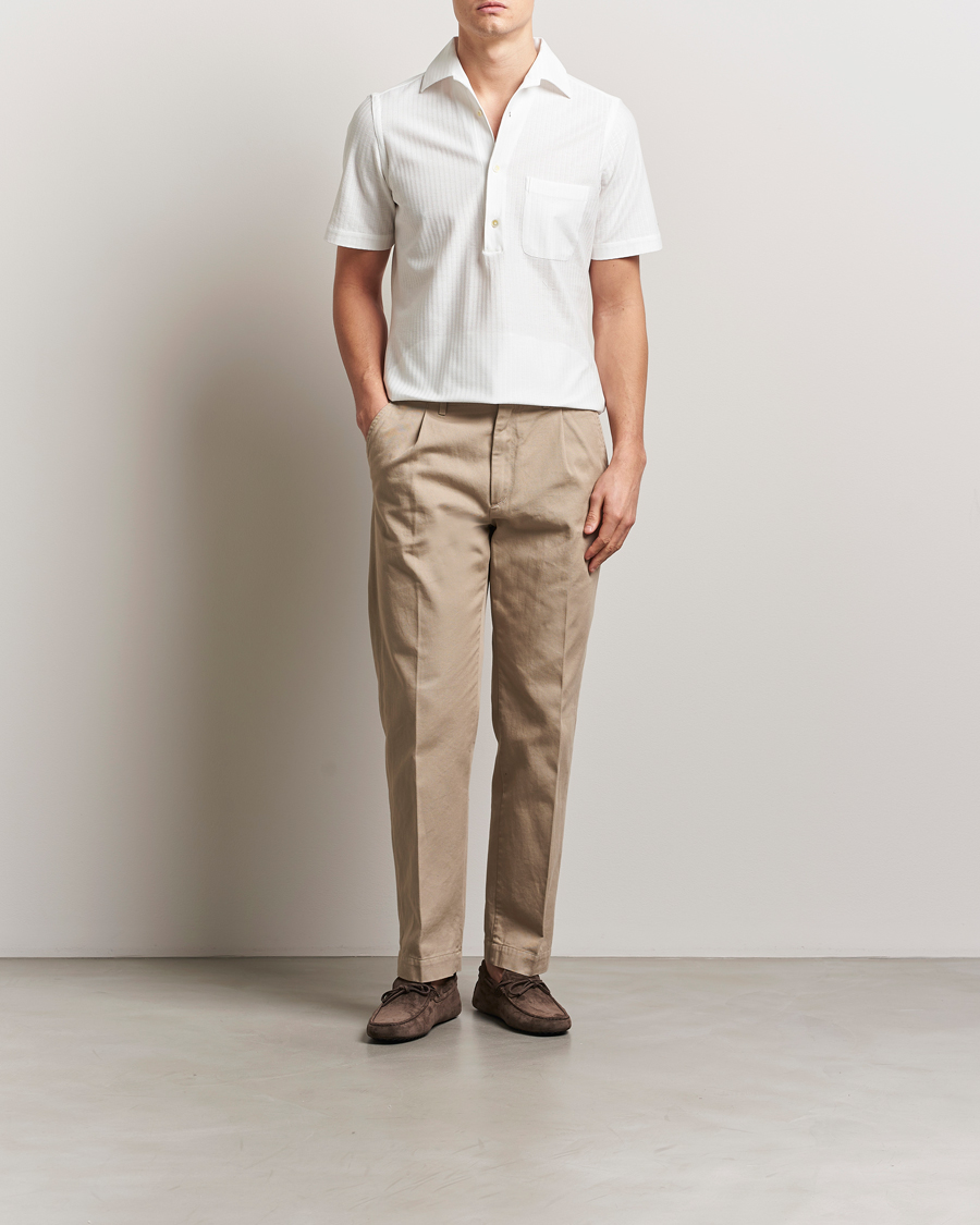 Hombres | Camisas | Finamore Napoli | Vico Jersey Short Sleeve Polo White