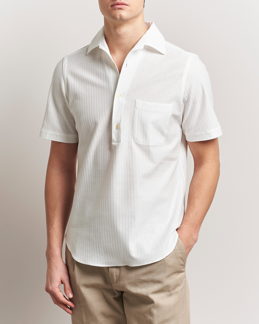 Hombres | Camisas | Finamore Napoli | Vico Jersey Short Sleeve Polo White