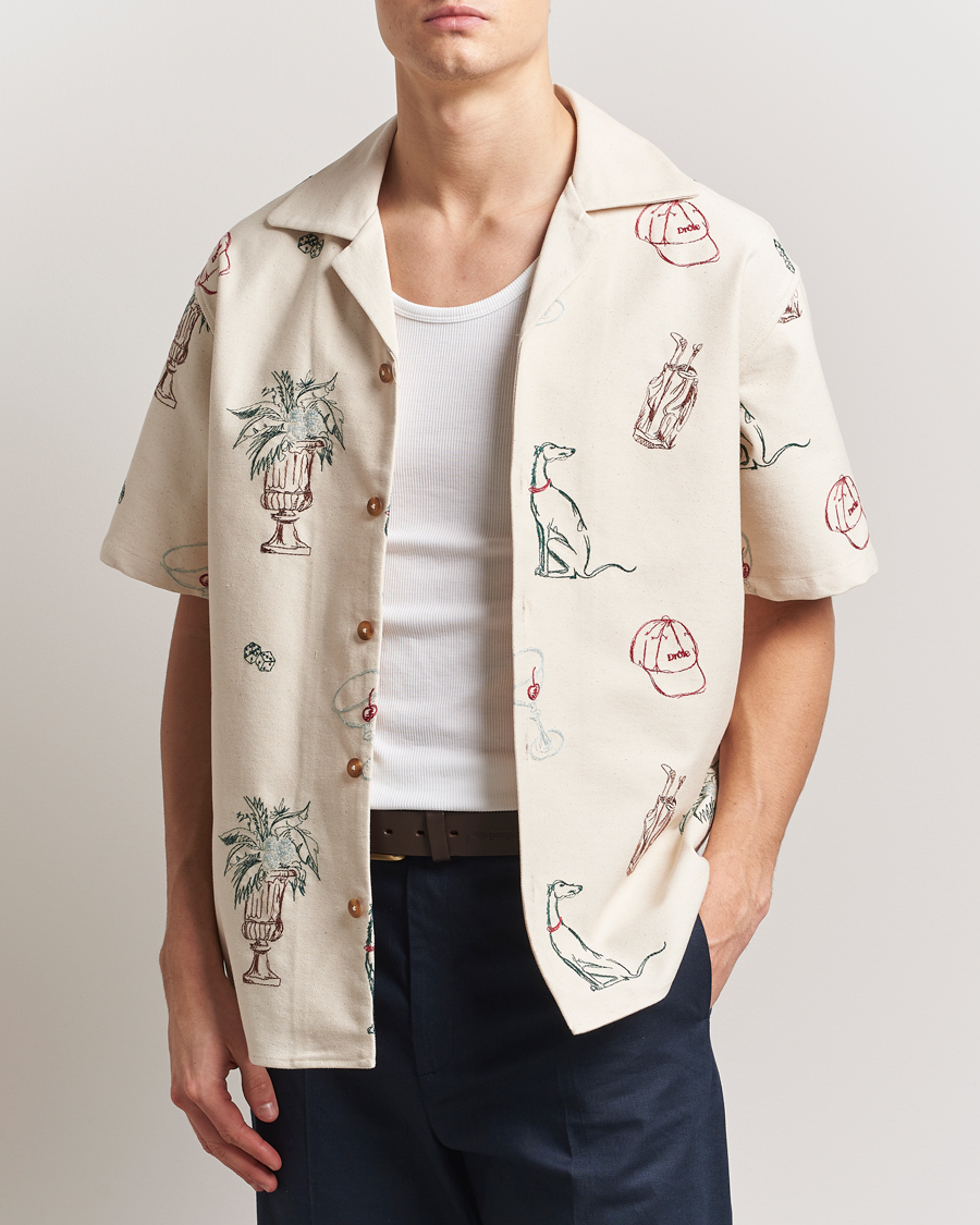 Hombres | Camisas | Drôle de Monsieur | Embroidered Country Club Shirt Ecru