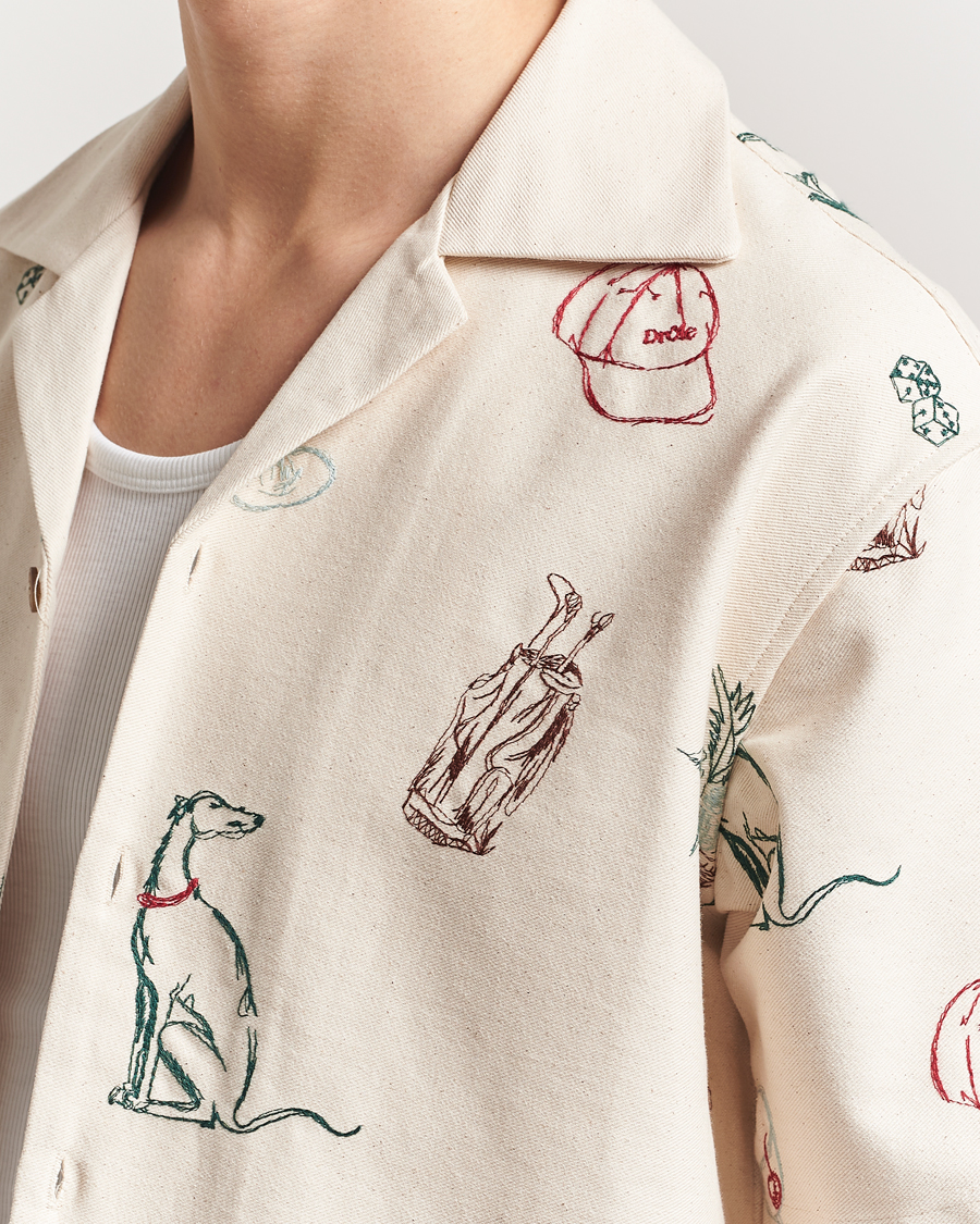 Hombres | Camisas | Drôle de Monsieur | Embroidered Country Club Shirt Ecru