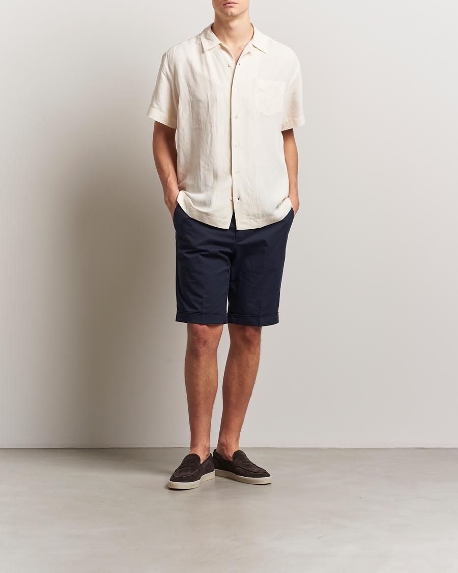 Hombres | Pantalones cortos | Briglia 1949 | Pleated Cotton Shorts Navy