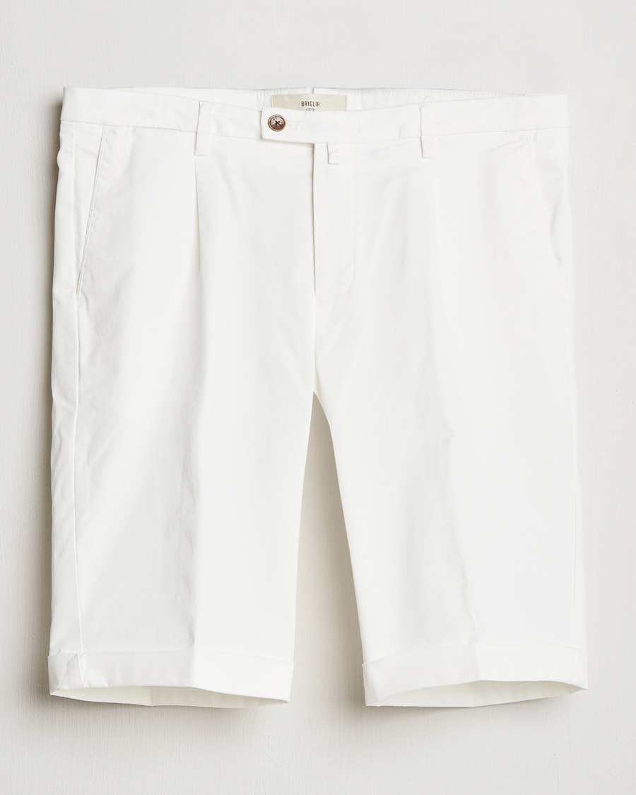 Hombres | Pantalones cortos | Briglia 1949 | Pleated Cotton Shorts White