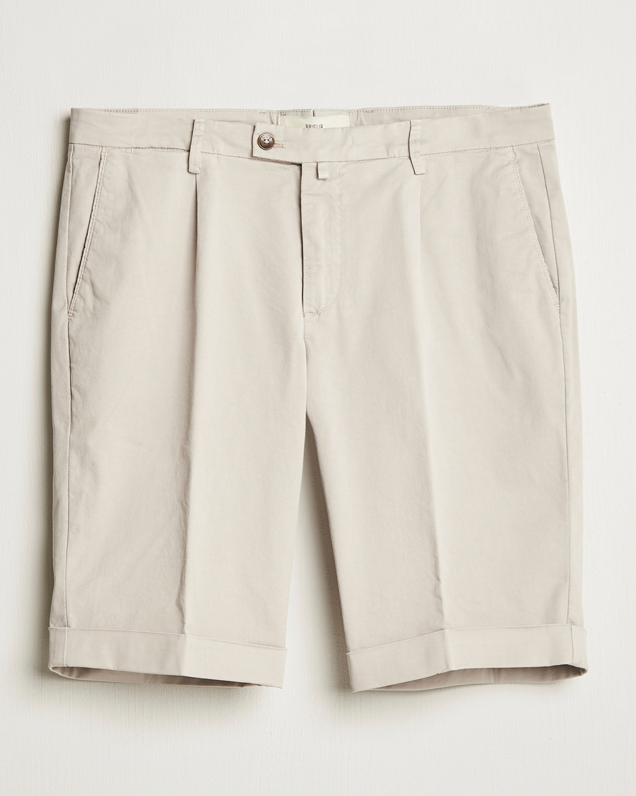 Hombres | Pantalones cortos | Briglia 1949 | Pleated Cotton Shorts Beige