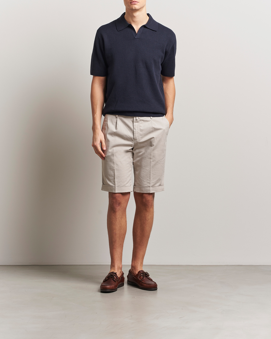 Hombres | Pantalones cortos | Briglia 1949 | Pleated Cotton Shorts Beige