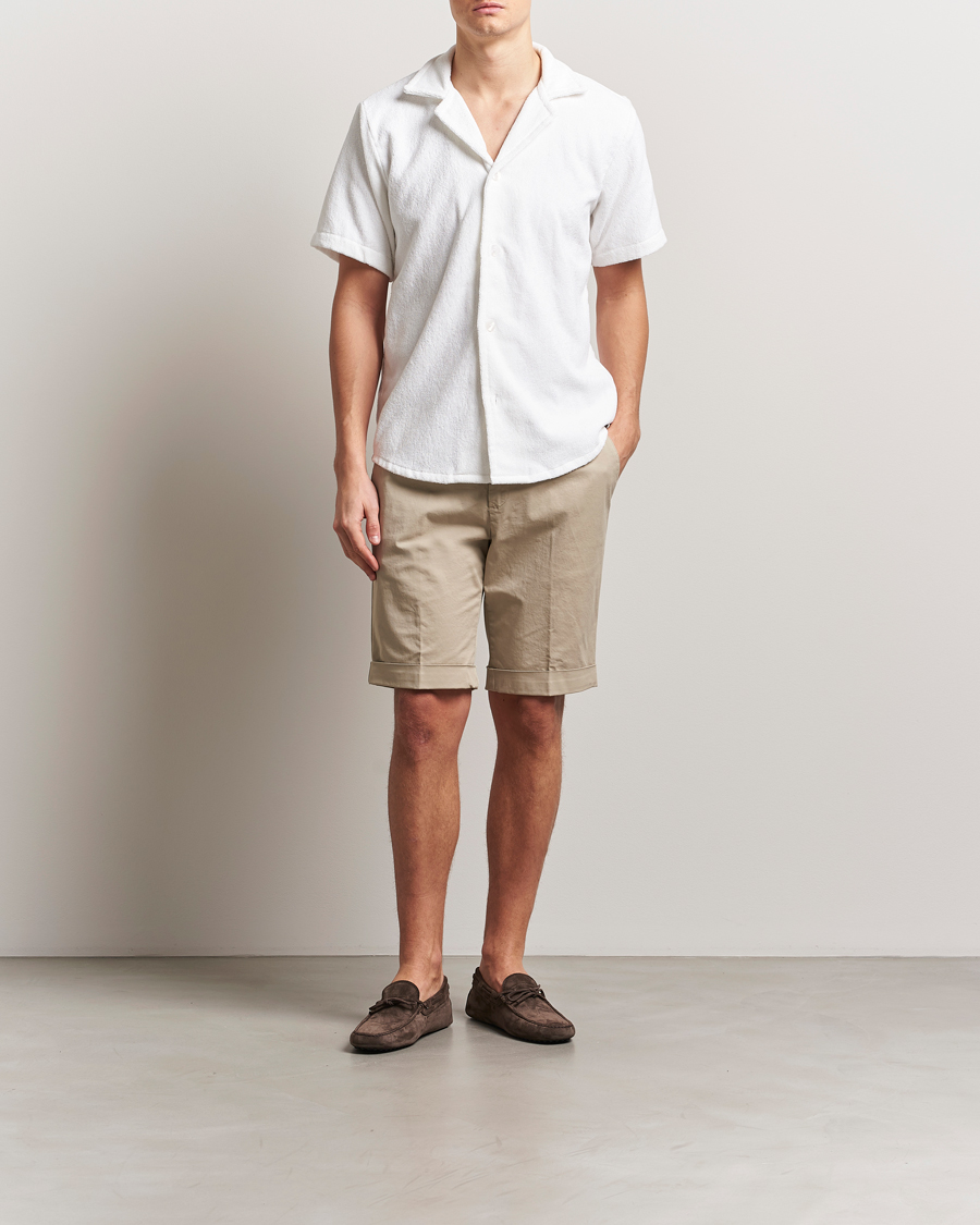 Hombres | Pantalones cortos | Briglia 1949 | Pleated Cotton Shorts Taupe